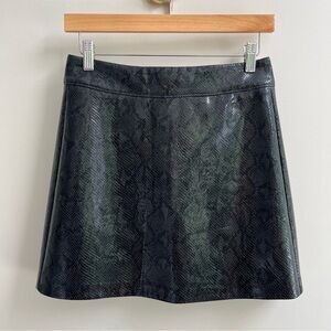 Blank NYC Snakeskin Patent Faux Leather Mini Skirt Black Green 25
